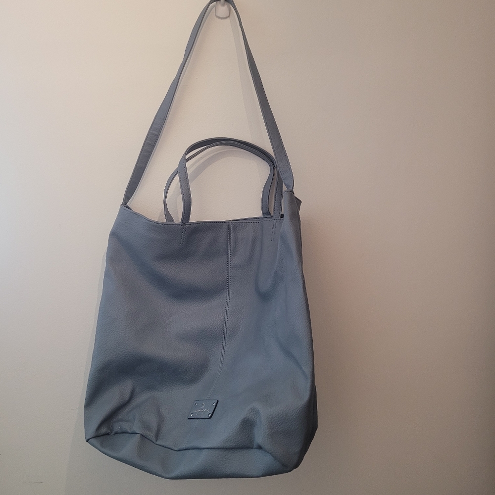 London Fog Laura Large Tote Bag Vegan Leather Light Blue See Description